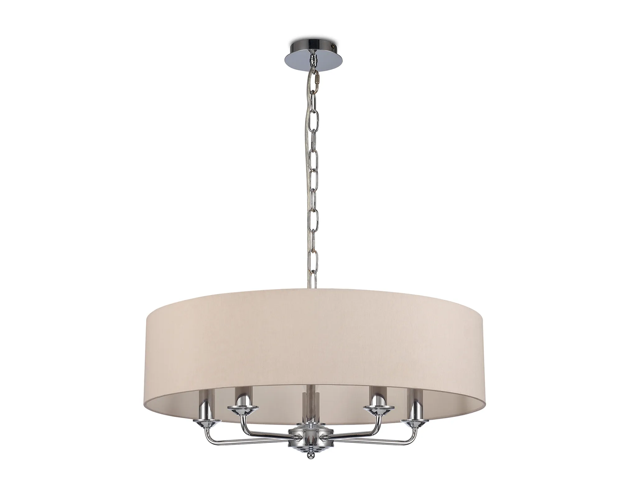 Banyan 60cm 5 Light Pendant Polished Chrome; Nude Beige/Moonlight DK0014  Deco Banyan CH NU